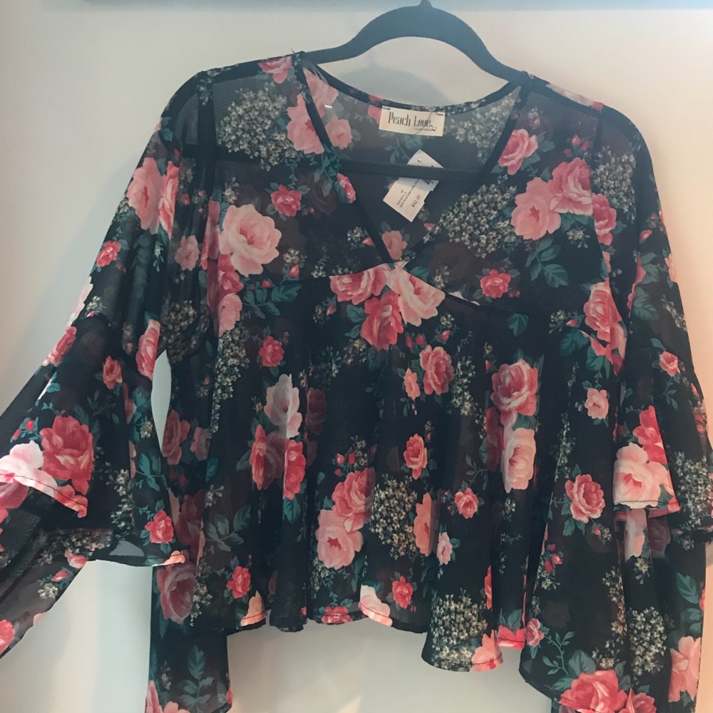 Sheer floral crop top